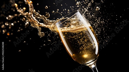 fizz champagne glass and bubbles photo