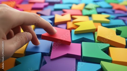 a person making arbitrary choices from a colorful array of options, symbolizing decision-making