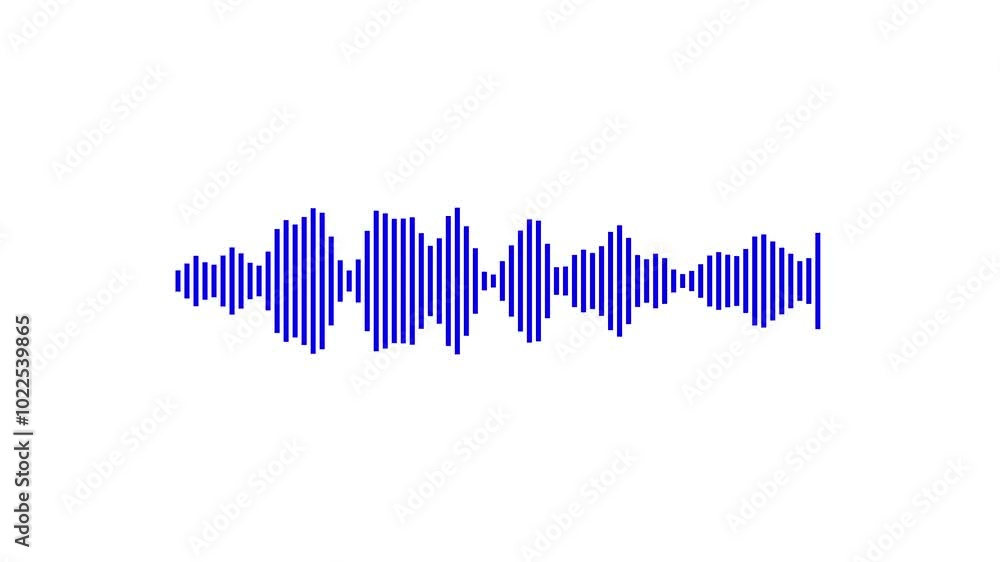 Blue line audio wave visualization voice record, sound wave animation on white background, line digital minimalist voice, and soundtrack. Blue line audio wave visualization voice record, sound wave animation on white background, line digital minimalist voice, and soundtrack.