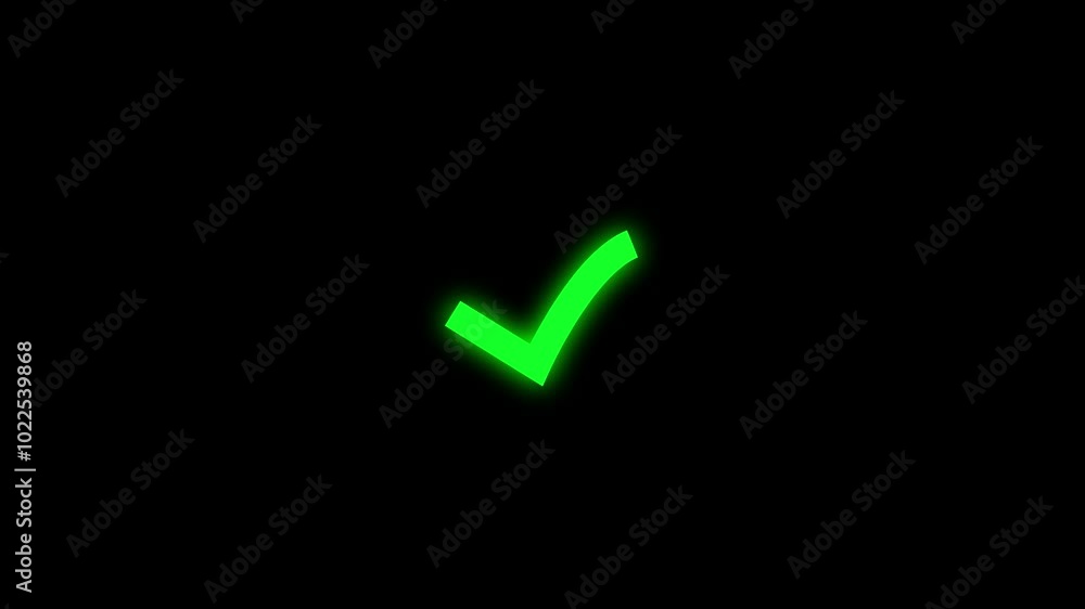 Check mark neon animation on transparent background.. mark of the completed case. . Check mark neon animation on transparent background.. mark of the completed case. .