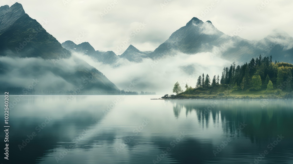 Naklejka premium mystical water mountain art