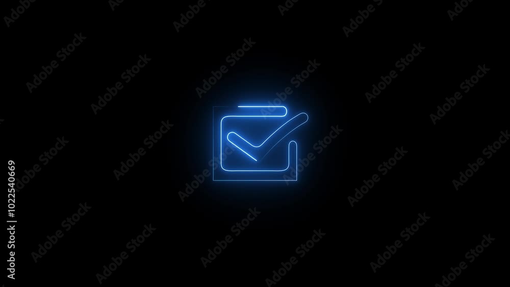 .Check mark symbol glowing neon light. check mark icon neon bright purple color sign 4k. .Check mark symbol glowing neon light. check mark icon neon bright purple color sign 4k.