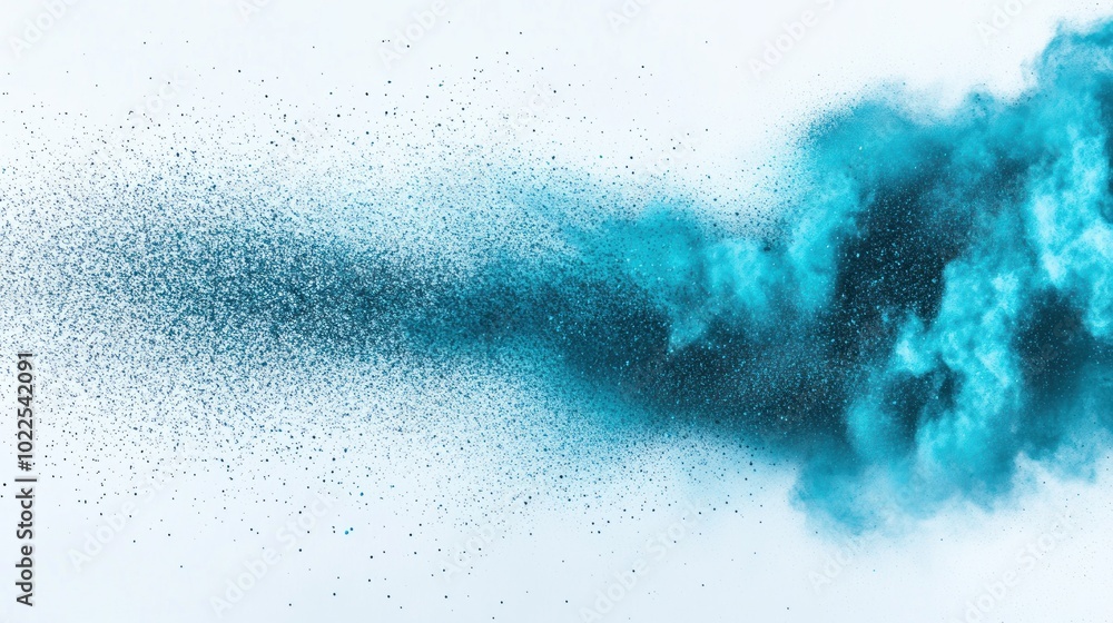 A vibrant explosion of blue powder dispersing against a light background.
