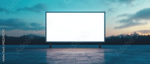 Blank LED Billboard on Futuristic Skyscraper at Night