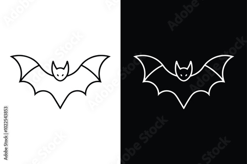 Bat Vector Icon. Line Art Silhouette with Editable Stroke for Precision
