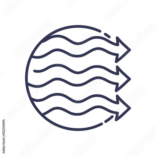 Arrow and checkmark symbolize direction and approval in airflow context.