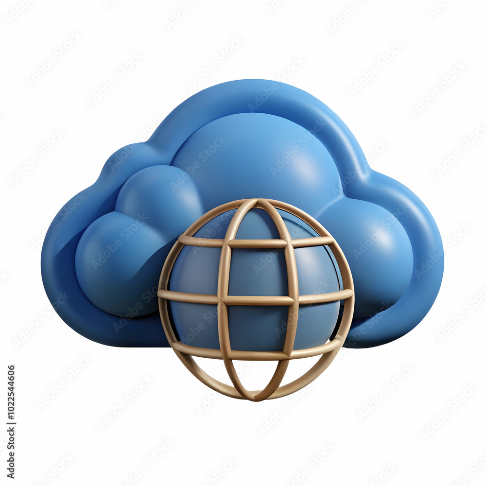 Glossy Cloud Icon Encasing Globe on Plain Background � Concept of Global Reach and Competence in Cloud Development for Photo Stock Glossy Cloud Icon Encasing Globe on Plain Background � Concept of Global Reach and Competence in Cloud Development for Photo Stock