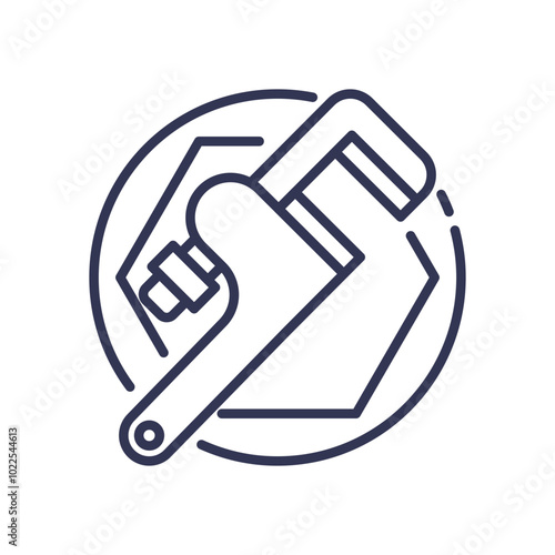 Line art of a wrench symbolizing repair and maintenance.