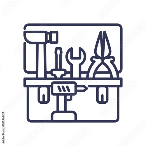 Toolbox with hammer, screwdriver, wrench, and pliers symbolizes work readiness and skill preparedness.
