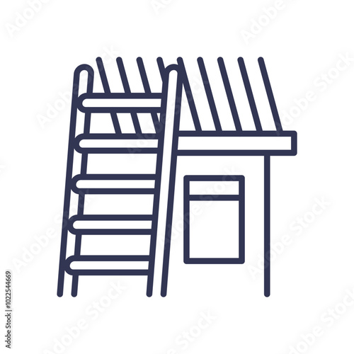 Ladder leaning on a house symbolizes accessibility and reach.