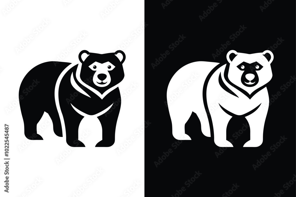 Fototapeta premium Minimalist Bear Icon. Vector Silhouette for Wildlife Illustrations
