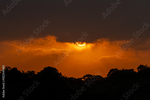 Sunset over the mountains in Taipei, Taiwan photo