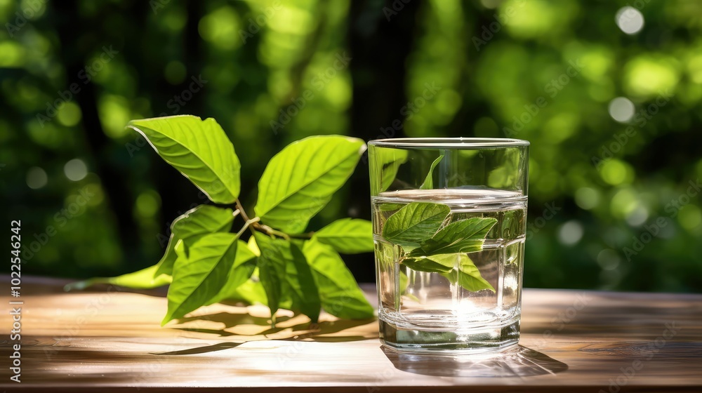 sunlight glass of water on nature background sunlight glass of water on nature background