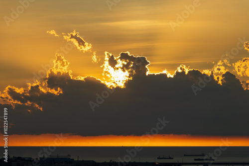 Sunset at the seaside in Taichung, Taiwan photo