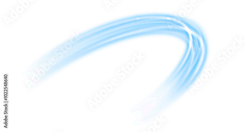 Blue Wavy Glowing Light Effect on a transparent background