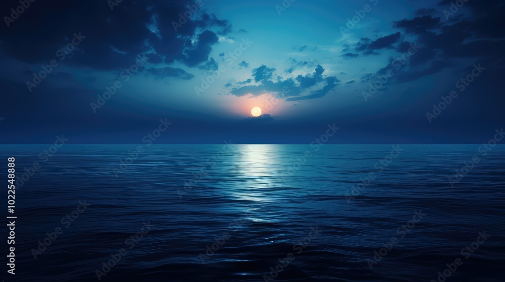 Obraz premium magical blue full moon