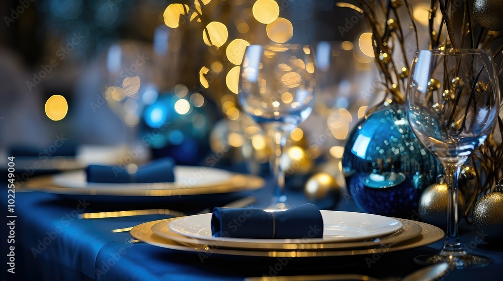 tableware blue gold bokeh tableware blue gold bokeh