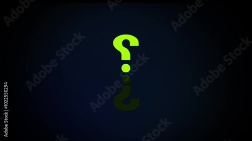 3D Loop Animation of Question Mark Rotation on background photo