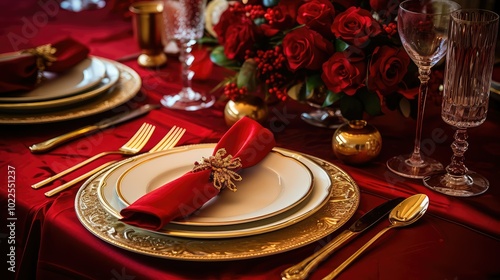 table gold and red photo