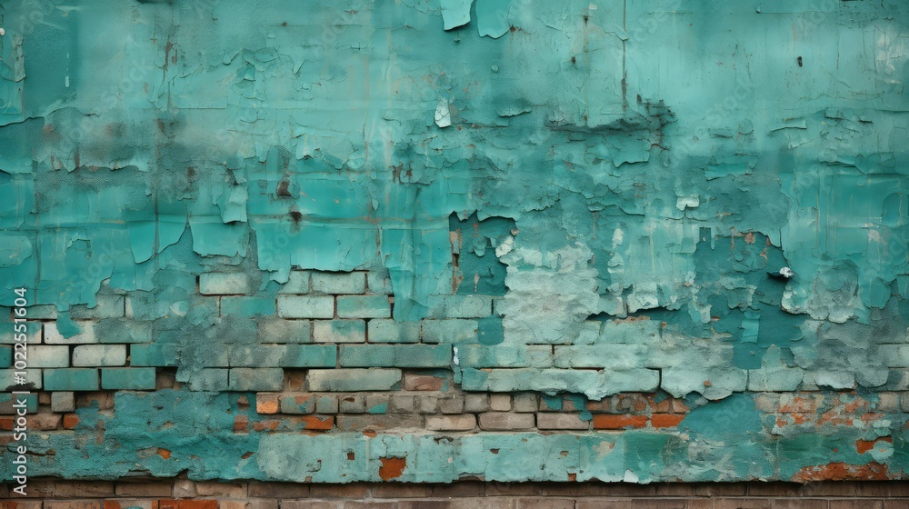 Obraz premium decay teal brick wall
