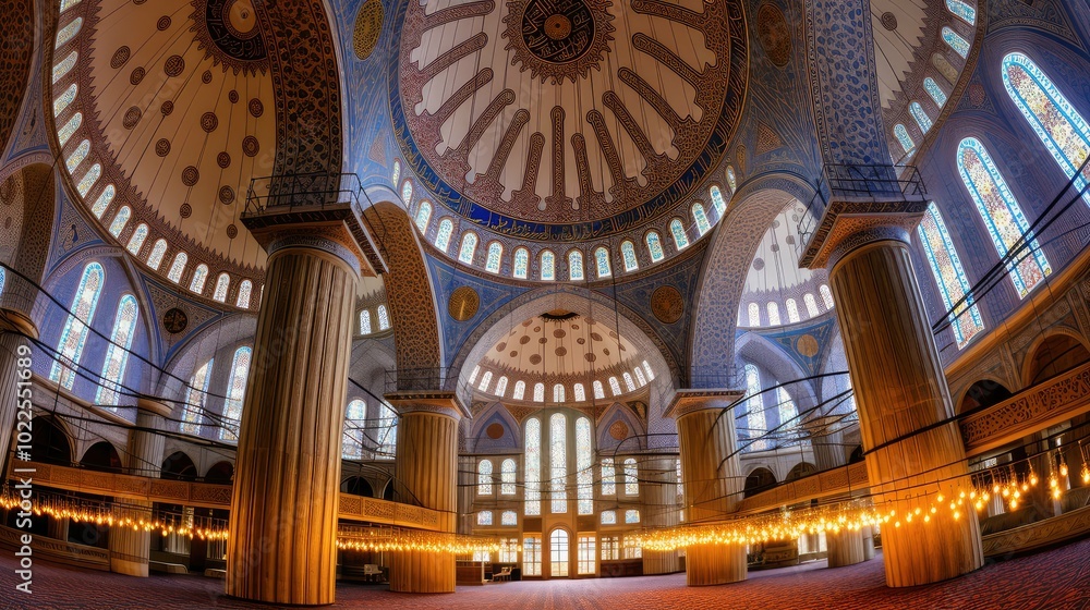 Obraz premium arches blue mosque interior