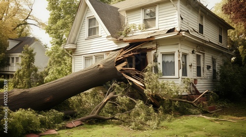 impact tree falling on house photo