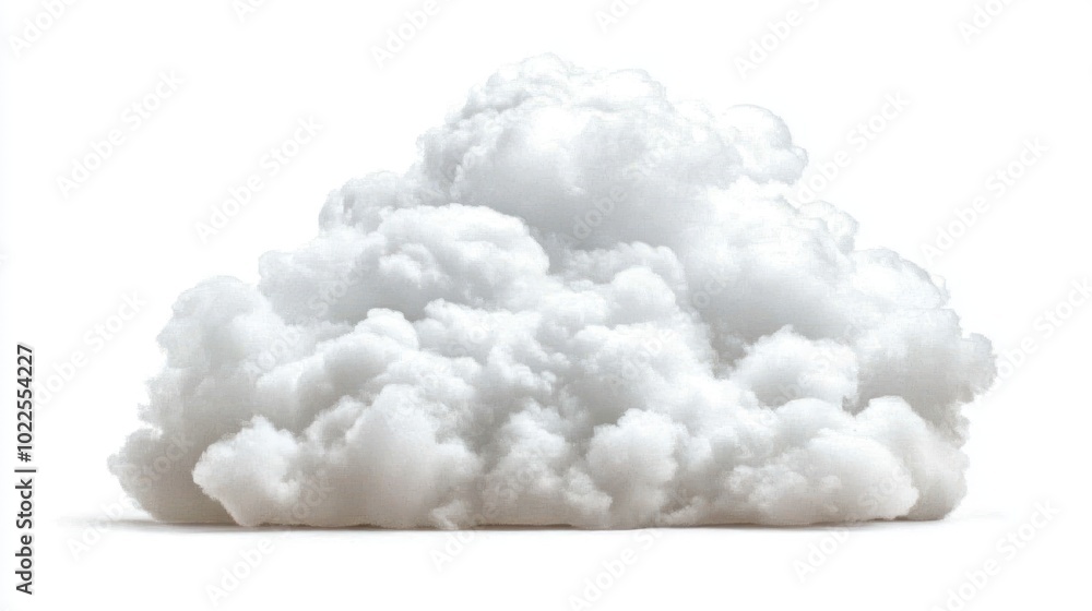 A fluffy white cloud isolated on a white background, symbolizing softness and tranquility. A fluffy white cloud isolated on a white background, symbolizing softness and tranquility.