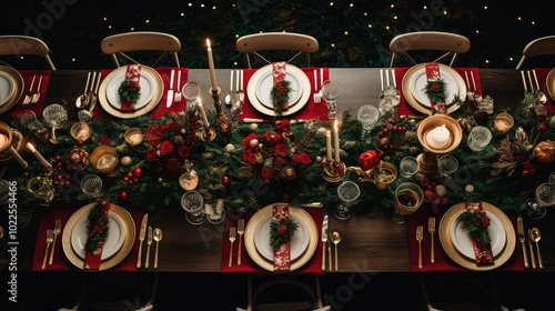 Wallpaper Mural festive overhead dinner table Torontodigital.ca