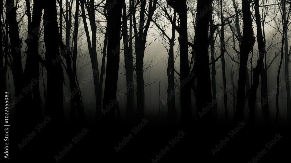 Naklejka premium dense tree silhouettes