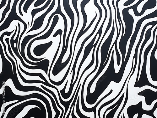 Black and white abstract background illustration waves, zebra lines design