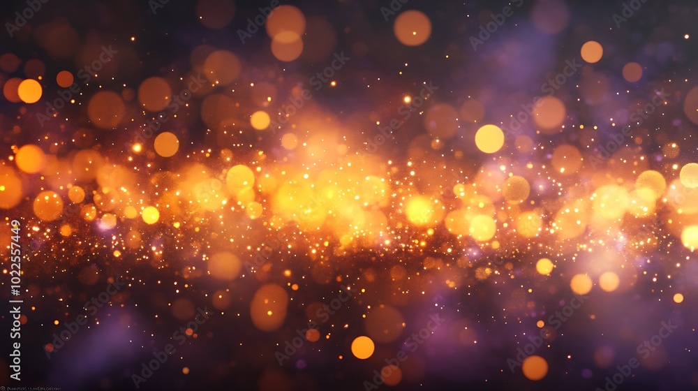 Obraz premium Golden and orange bokeh lights on dark abstract background wallpaper flames and blazes