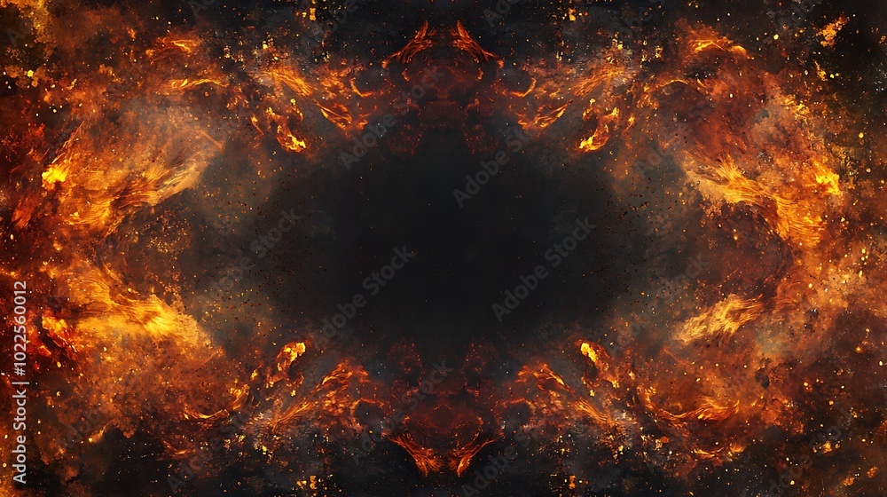 Black screen abstract background with blaze of flame on it's borders, dark wallpaper Black screen abstract background with blaze of flame on it's borders, dark wallpaper