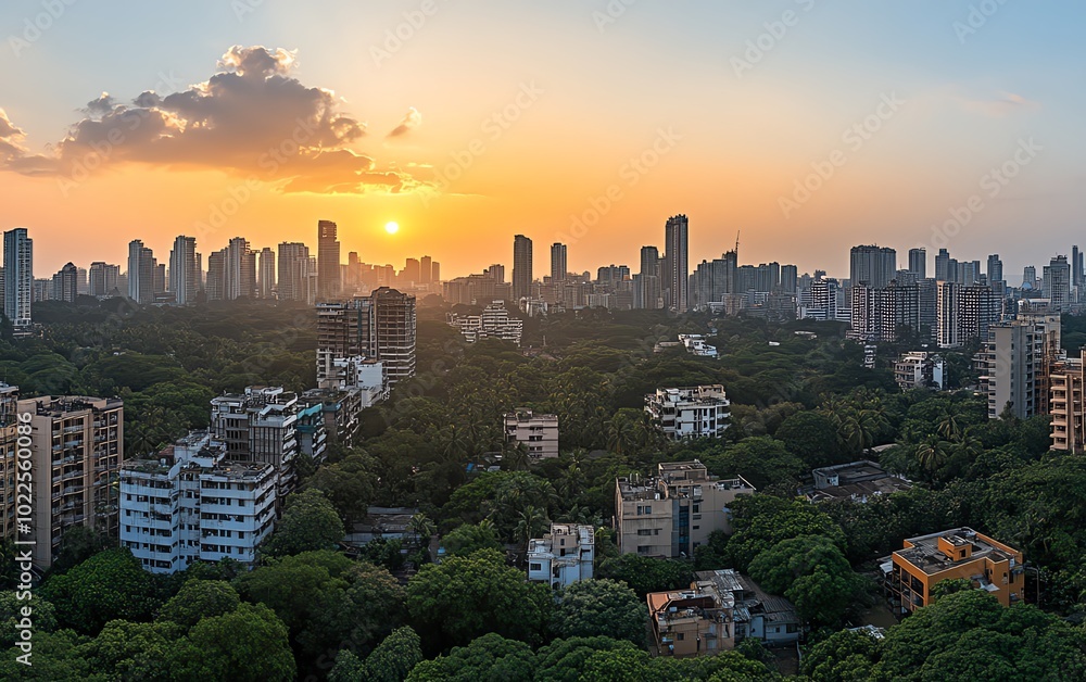 Obraz premium Sunset over Mumbai skyline