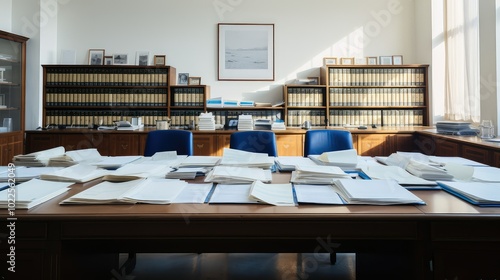 organized documents on table photo