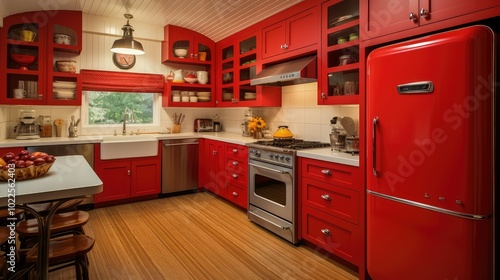 red kitchen refrigerator