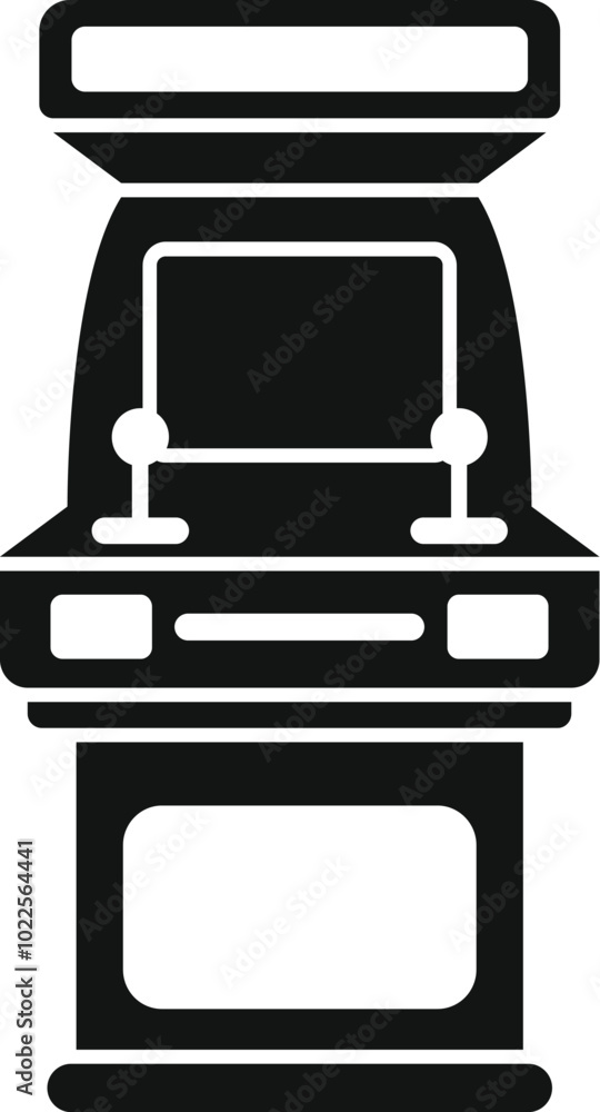 Black solid icon for a retro arcade game machine with two joysticks, for one or two players, isolated on a white background Black solid icon for a retro arcade game machine with two joysticks, for one or two players, isolated on a white background