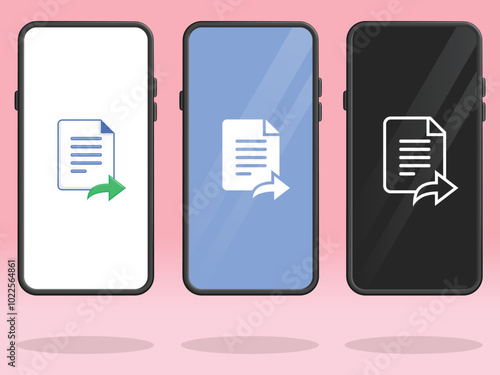 Smartphone File Forwarded Document Symbol Silhouettes
