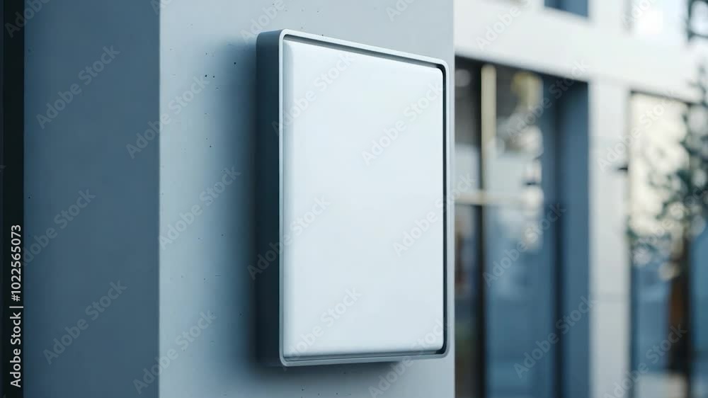 Modern Blank Signboard on Building Exterior for Advertisement or Branding in Urban Setting Modern Blank Signboard on Building Exterior for Advertisement or Branding in Urban Setting