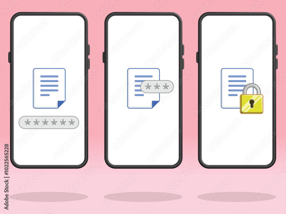 Smartphone File Locked Password Secured on Screen Smartphone File Locked Password Secured on Screen