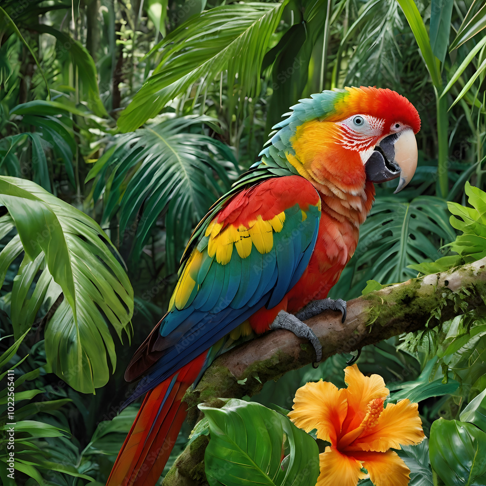 Colorful Parrot in a Jungle Colorful Parrot in a Jungle
