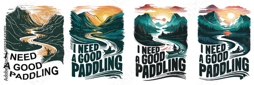 I need a good paddling t-shirt design set 