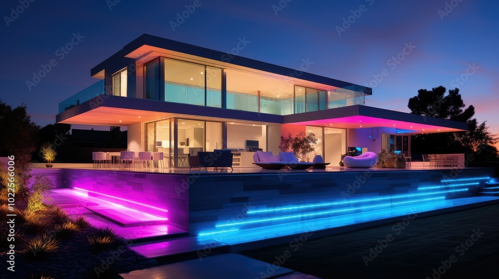 Fototapeta premium roofline exterior house lighting