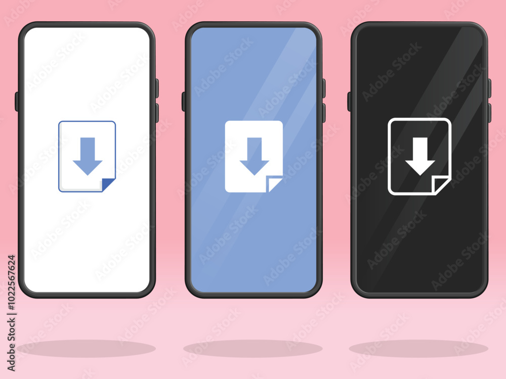 Smartphone File Download Document Symbols Silhouette Smartphone File Download Document Symbols Silhouette