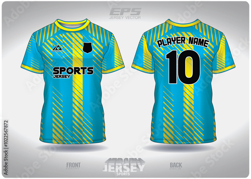 EPS jersey sports shirt vector.blue yellow zebra crossing pattern design, illustration, textile background for round neck sports t-shirt, football jersey shirt