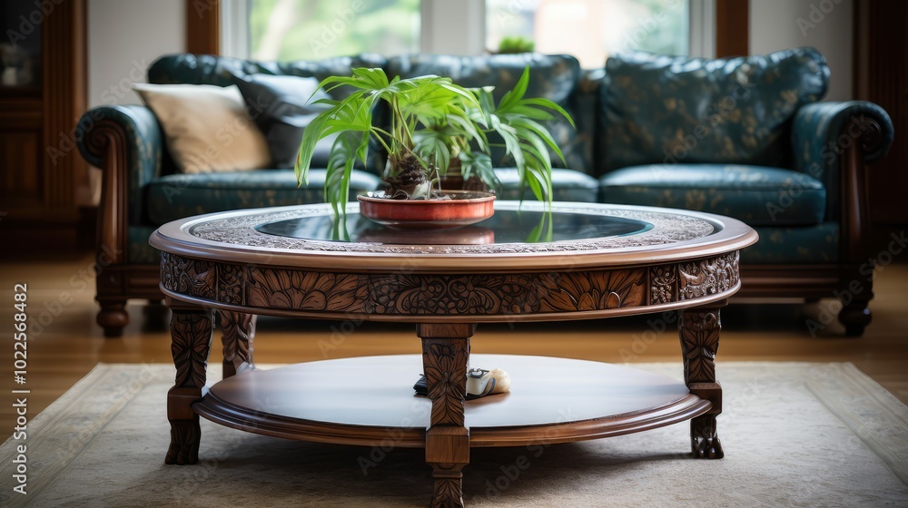 Fototapeta premium intricate wood coffee table