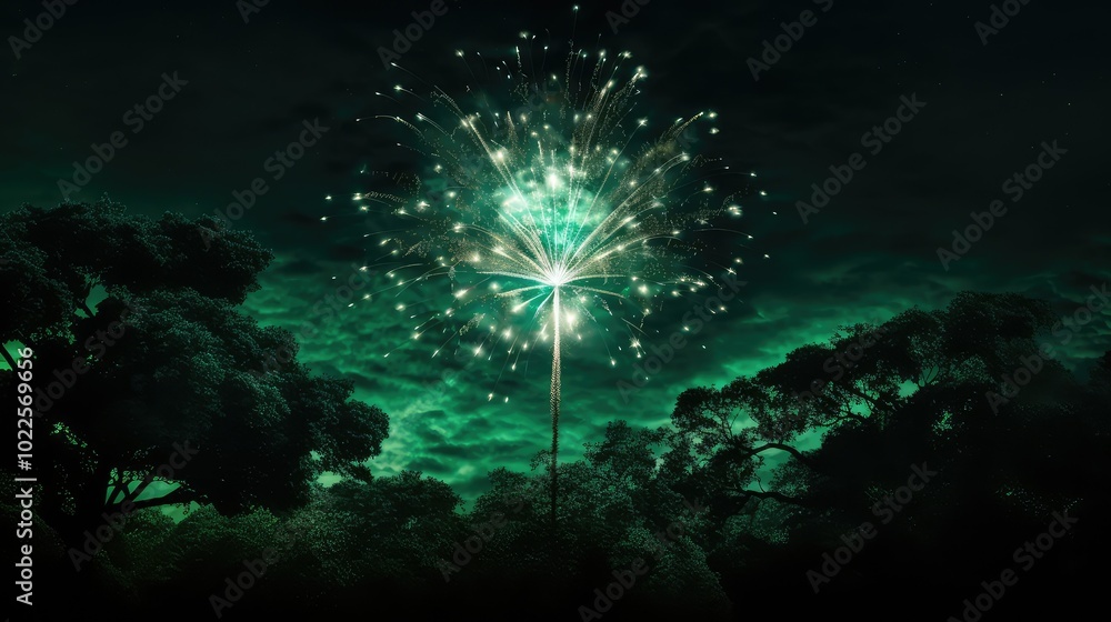 Fototapeta premium explosion green firework