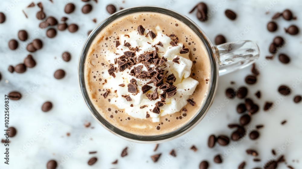 Creamy Coffee Drink with Chocolate Topping Creamy Coffee Drink with Chocolate Topping