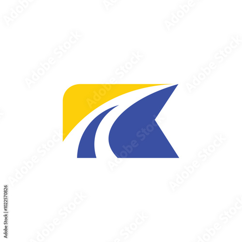 Free Download road construction company logo with the letter K starting, this logo has a combination of blue and yellow so it looks beautiful and impressive - GFXLoad
