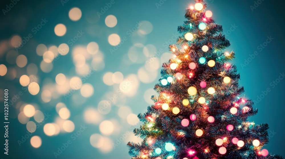 The Christmas tree shines brightly with an array of colorful lights, creating a joyful atmosphere perfect for the holiday celebrations The Christmas tree shines brightly with an array of colorful lights, creating a joyful atmosphere perfect for the holiday celebrations