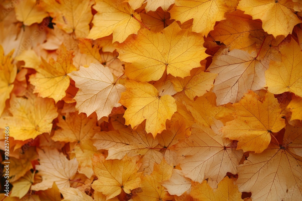 Fototapeta premium Fallen Leaves Season Background created with Generative AI